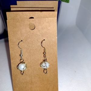 Pearl wire wrapped Earrings
